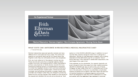 What Costs Can I Anticipate in Prosecuting a Medical Malpractice Case?